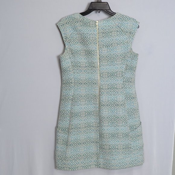 Axara Paris Mint Ivory Jacquard V-Neckline Shift - Picture 7 of 9